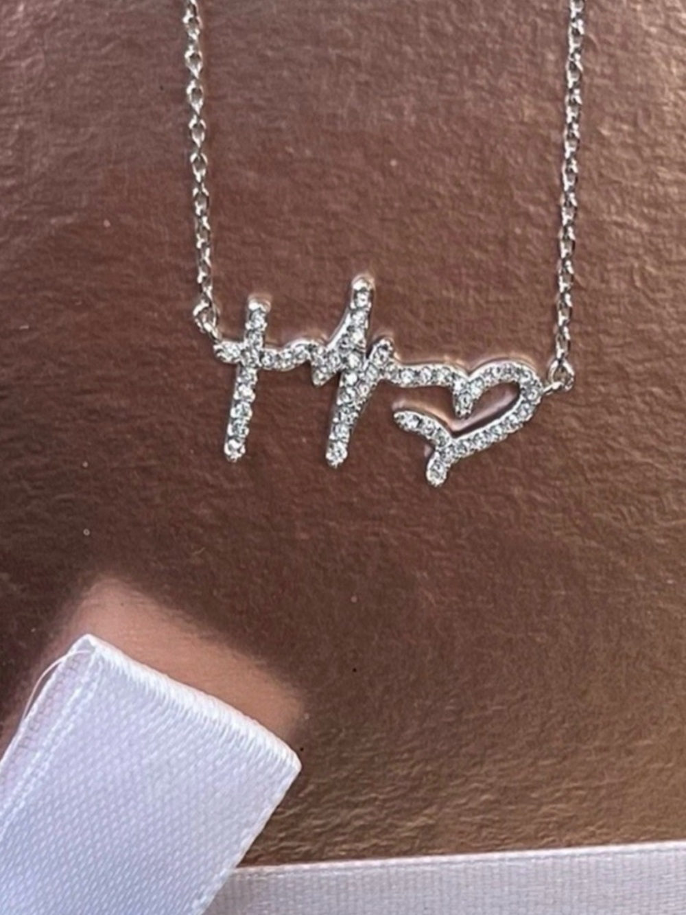 TSC Swarovski Faith Hope Love Necklace Silver $59 Retail Value BNIB - Picture 7 of 7